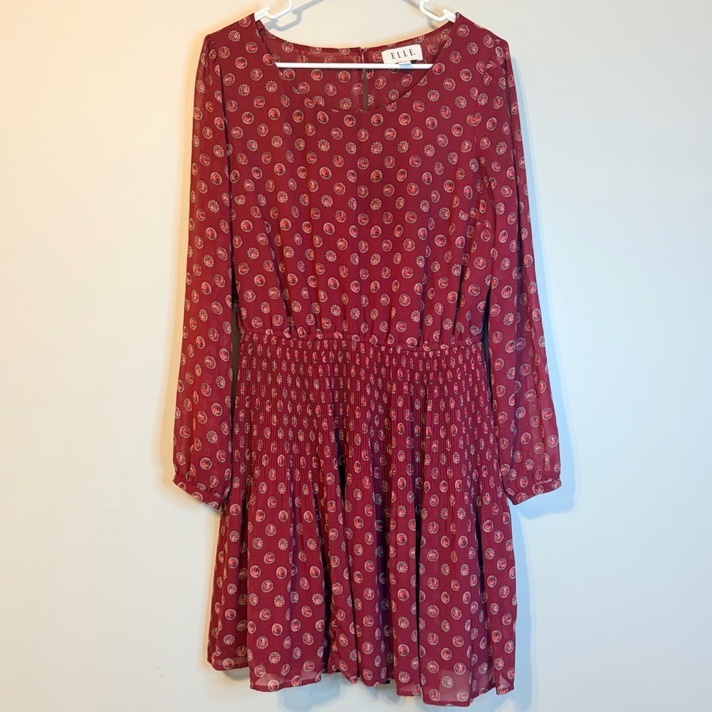 Elle Red Mini Dress with Pattern